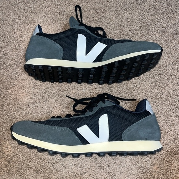 Veja Rio Branco Alveo Mesh Suede Leather Sneakers Black White Oxford Gray 12 - Picture 4 of 8